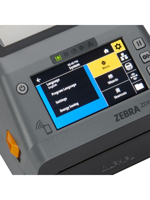 Kolorowy wyświetlacz w biurkowej drukarce etykiet Zebra ZD621
