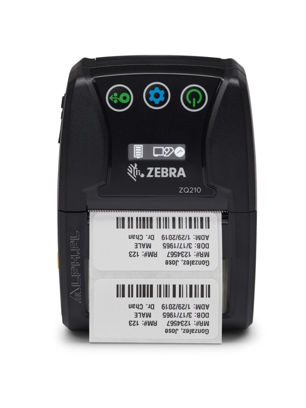 Zebra ZQ210 Widok przód z nośnikiem