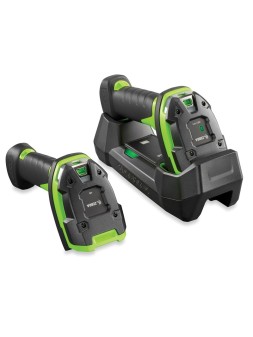 Zebra DS3678 widok na lewy bok, w stacji ładującej