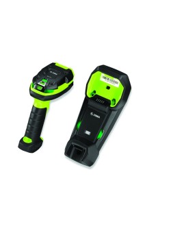 Stacja dokująca dla urządzeń serii DS3678, obok skanera kodów DS3678-ER, widok z góry