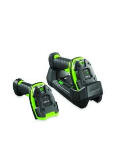 Skaner DS3678-ER zadokowany w podstawce, widok prawy bok