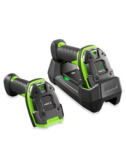 Skaner kodów kreskowych DS3678-DP zadokowany w stacji STB3678, widok od przodu, prawy bok