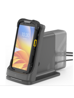 ZEBRA Stacja robocza dla terminali mobilnych z zadokowanym terminalem mobilnym TC73 widok lewy bok