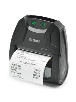 Zebra ZQ320 wersja czarna widok prawy przód z nośnikiem