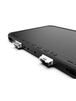 Klipsy mocujące do pasków dla Zebra ET6X, klipsy zamontowane w urządzeniu, widok dół urządzenia.