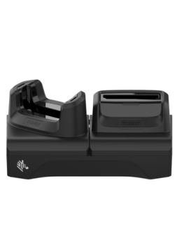 Stacja ładująca dla jednego urządzenia TC22/TC27 oraz zapasowej baterii, widok od frontu