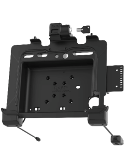 Prezentacja stacji do tabletu Zebra ET8X od RAM MOUNTS, z możliwością podłączenia urządzeń przez USB oraz ładowaniem