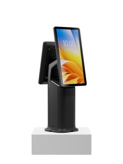 ZEBRA Terminal Kiosk KC50 przykładowa konfiguracja 2 ekrany zamontowane na podwyższonym piedestale -front view