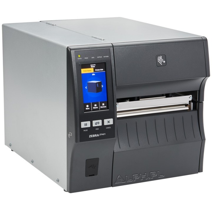 Zebra ZT400 Series, 8 dots/mm (203 dpi), disp. (colour), RTC, USB, RS232, BT, Ethernet, EPL, ZPL, ZPLII