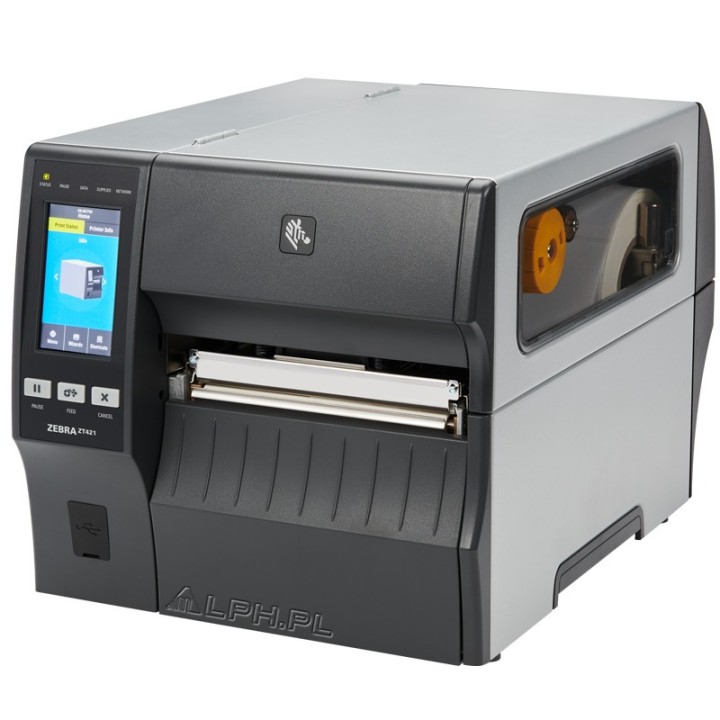 Zebra ZT400 Series, 8 dots/mm (203 dpi), disp. (colour), RTC, USB, RS232, BT, Ethernet, EPL, ZPL, ZPLII