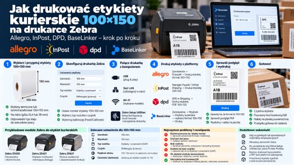 Jak drukować etykiety kurierskie 100×150 na drukarce Zebra (Allegro, InPost, DPD, BaseLinker)