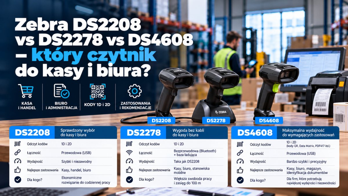 Zebra DS2208 vs DS2278 vs DS4608 – który czytnik do kasy i biura?