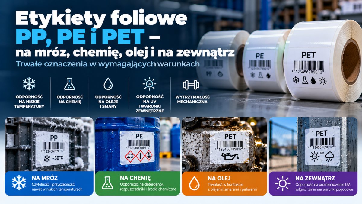 Etykiety foliowe PP, PE i PET – na mróz, chemię, olej i na zewnątrz