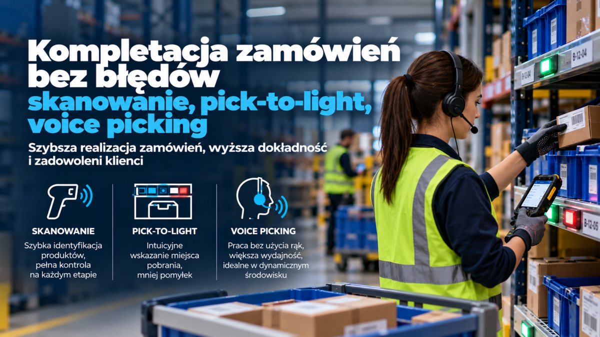 Kompletacja zamówień bez błędów – skanowanie, pick-to-light, voice picking