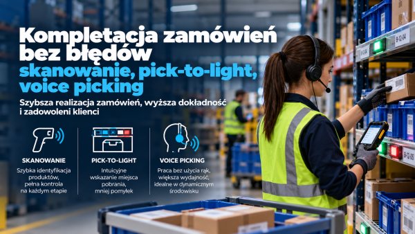 Kompletacja zamówień bez błędów – skanowanie, pick-to-light, voice picking