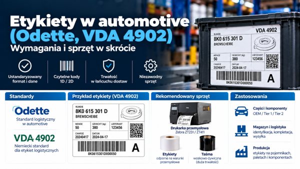 Etykiety w automotive (Odette, VDA 4902) – wymagania i sprzęt